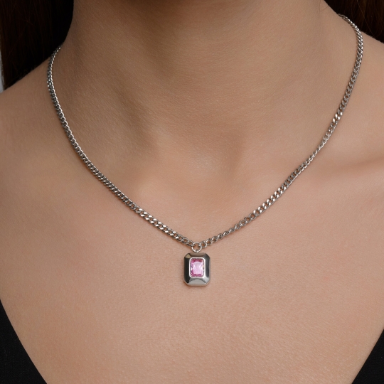 Колье из серебра с бриллианитом и фианитами