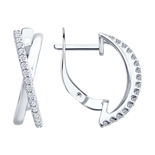 Серьги из серебра с ювелирными кристаллами и фианитами