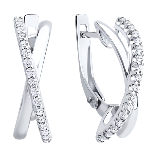 Серьги из серебра с ювелирными кристаллами и фианитами