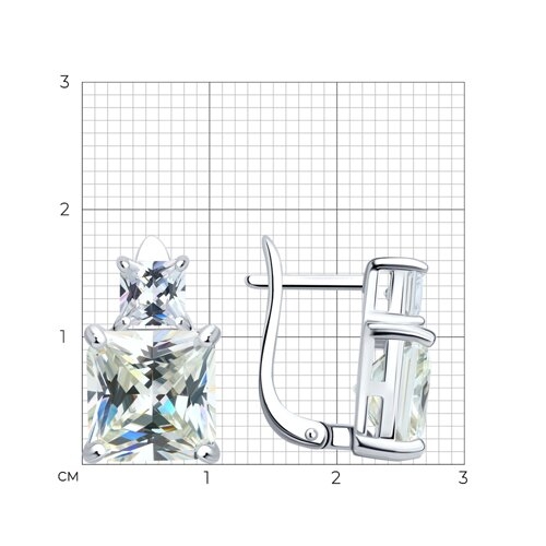 Серьги из серебра с фианитами