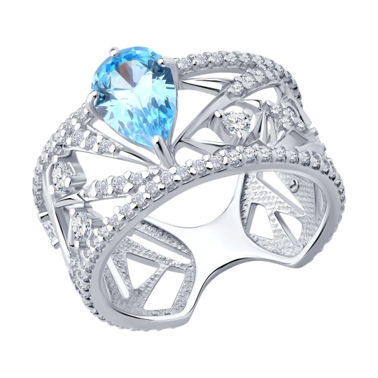 Кольцо из серебра с фианитами