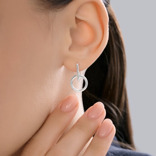 Серьги из серебра с топазами и фианитами