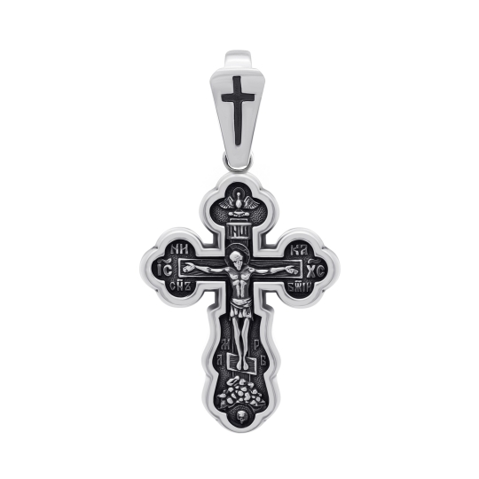 Подвеска-крест из серебра с чернением