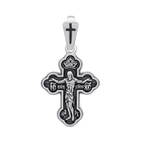 Подвеска-крест из серебра с чернением