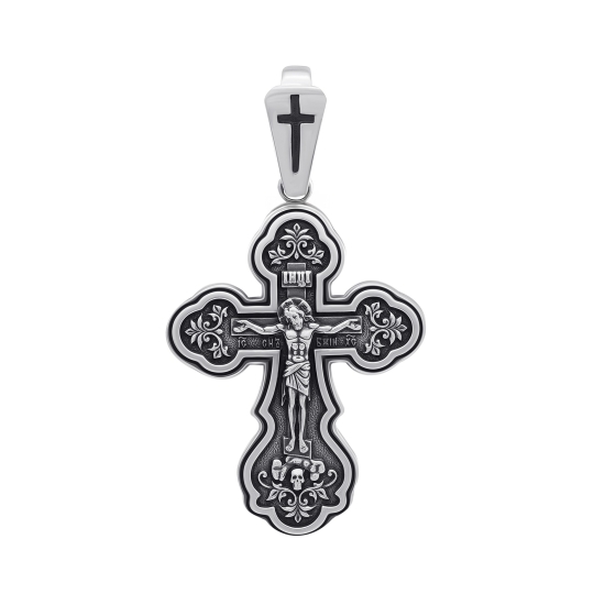 Подвеска-крест из серебра с чернением