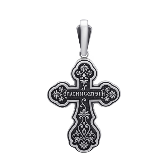 Подвеска-крест из серебра с чернением