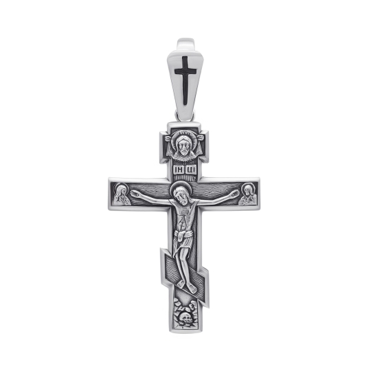 Подвеска-крест из серебра с бриллиантом