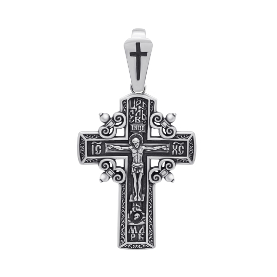 Подвеска-крест из серебра с бриллиантом