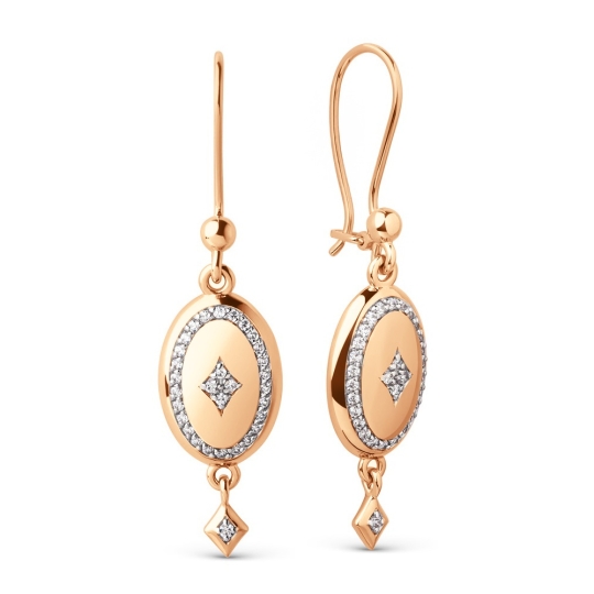 Серьги из золота с черными фианитами