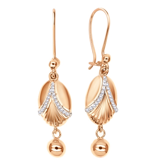 Серьги из лимонного золота с фианитами