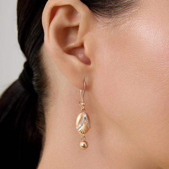 Серьги из лимонного золота с фианитами