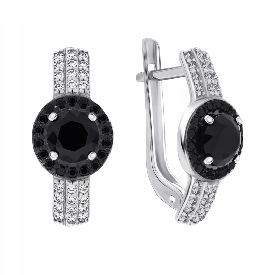 Серьги из серебра с фианитами