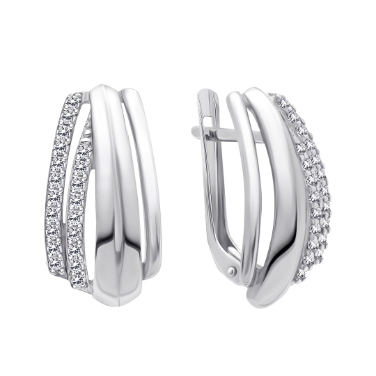 Серьги из серебра с фианитами