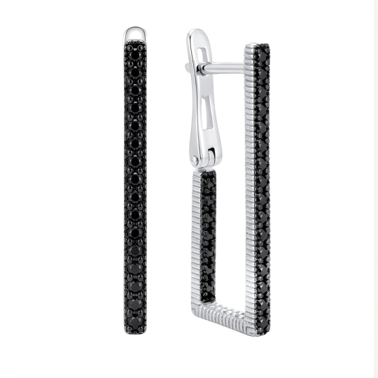 Серьги из серебра с бриллианитами и фианитами