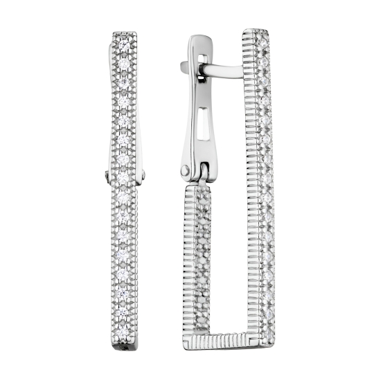 Серьги из серебра с фианитами