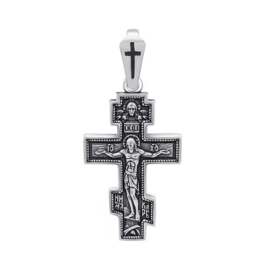 Подвеска-крест из серебра с чернением