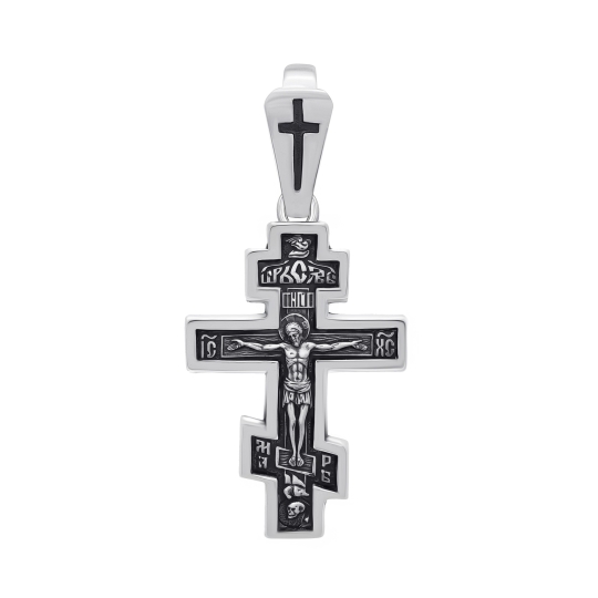 Подвеска-крест из серебра с чернением