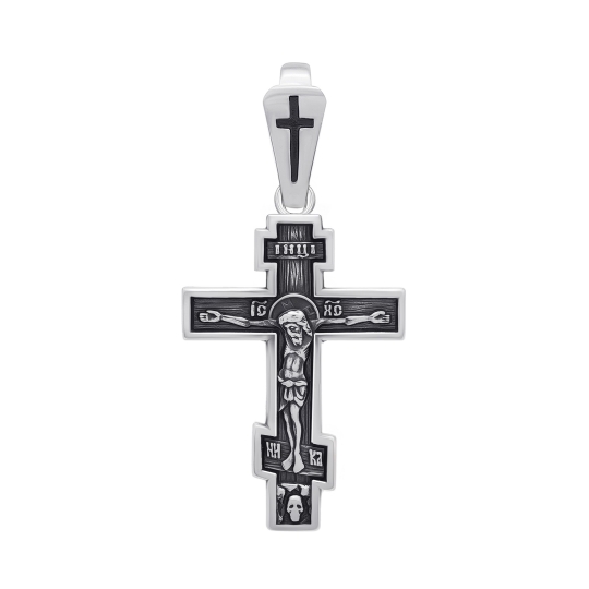 Подвеска-крест из серебра с чернением