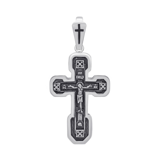 Подвеска-крест из серебра с чернением