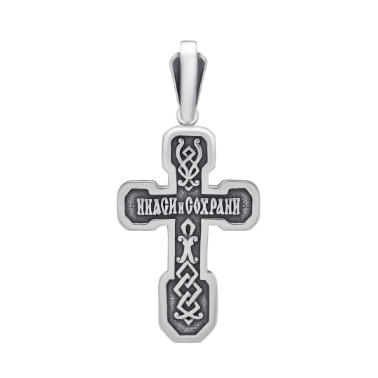 Подвеска-крест из серебра с чернением