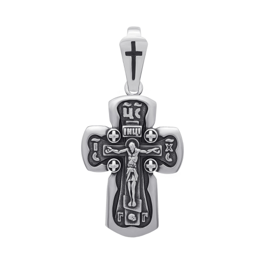 Подвеска-крест из серебра с чернением