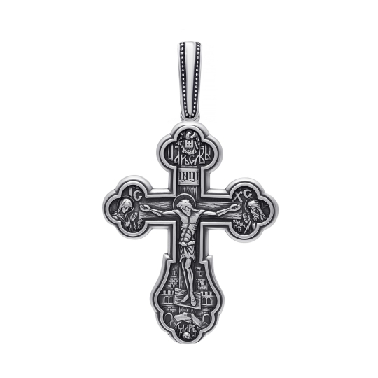 Подвеска-крест из серебра с бриллиантом