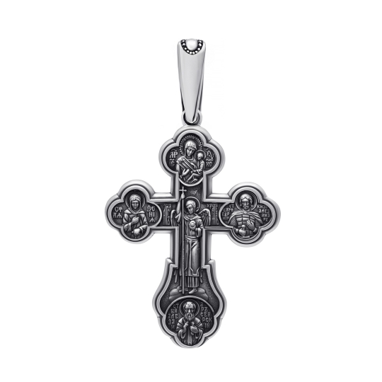 Подвеска-крест из серебра с бриллиантом