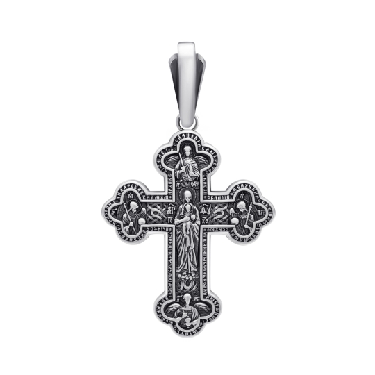 Подвеска-крест из серебра с чернением