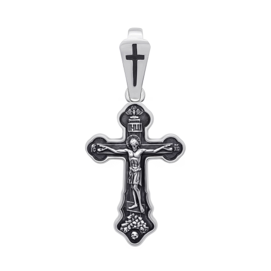 Подвеска-крест из серебра с чернением