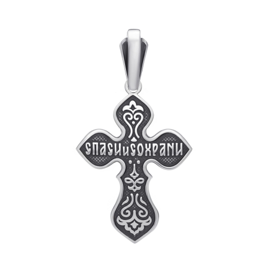 Подвеска-крест из серебра с чернением