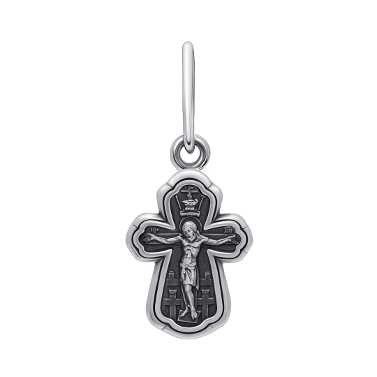 Подвеска-крест из серебра с чернением