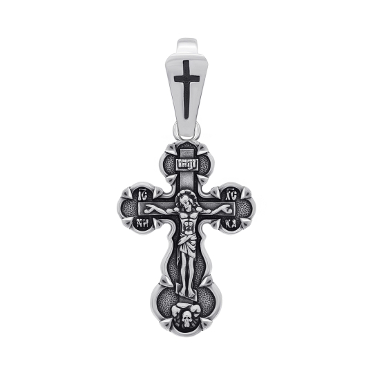 Подвеска-крест из серебра с чернением