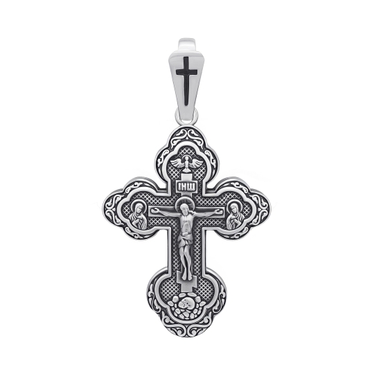 Подвеска-крест из серебра с чернением