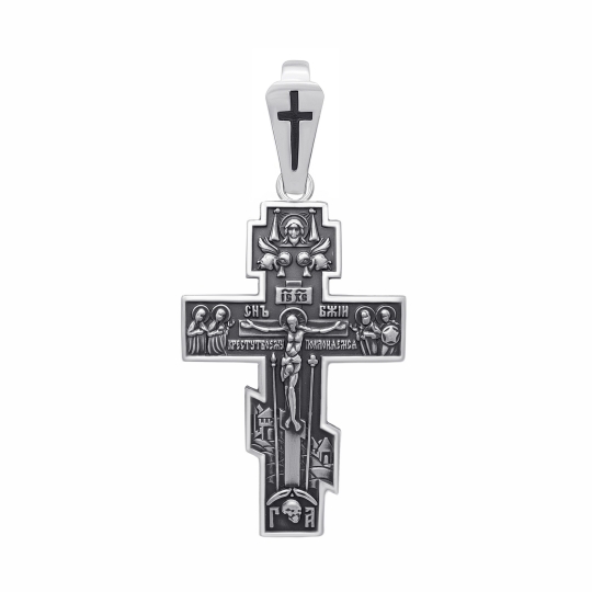 Подвеска-крест из серебра с бриллиантом