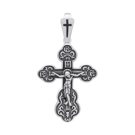 Подвеска-крест из серебра с чернением