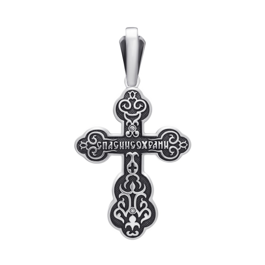 Подвеска-крест из серебра с чернением