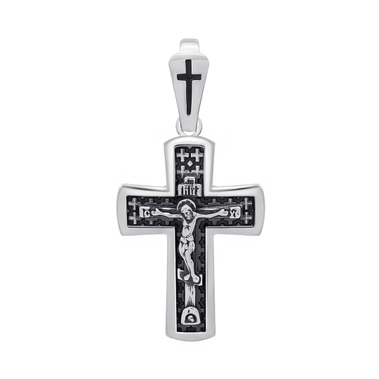 Подвеска-крест из серебра с чернением