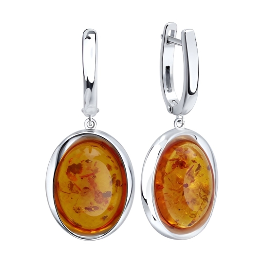 Серьги из серебра с янтарем