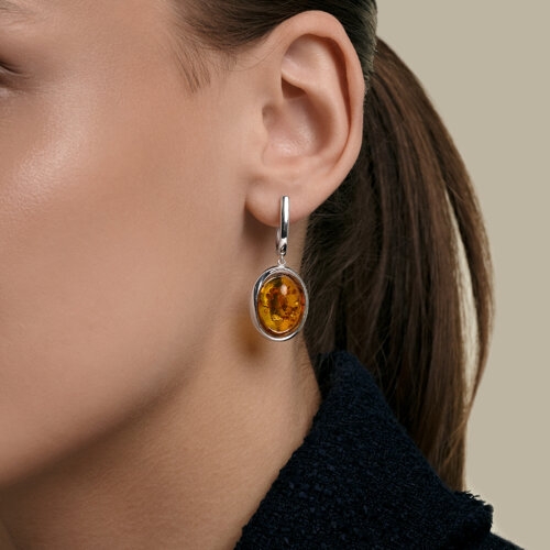 Серьги из серебра с янтарем