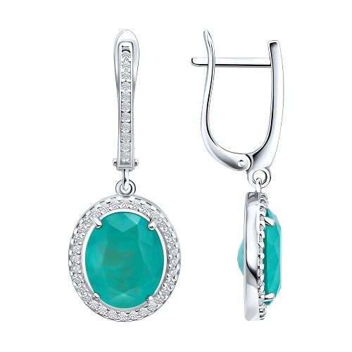 Серьги из серебра с фианитами