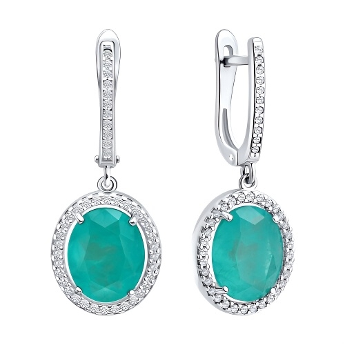 Серьги из серебра с фианитами