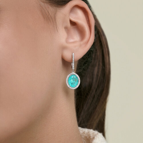 Серьги из серебра с фианитами