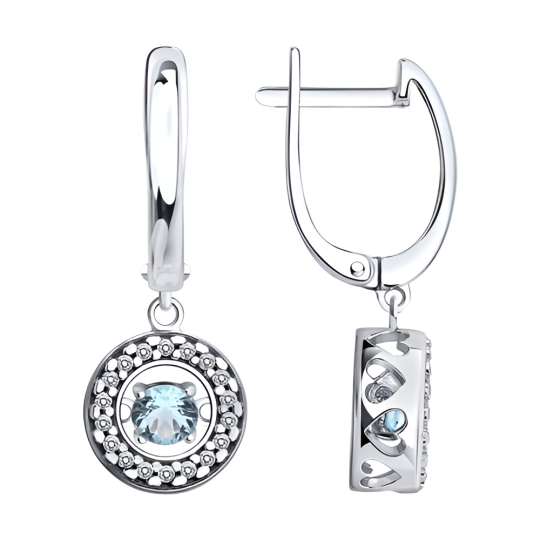 Серьги из серебра с фианитами