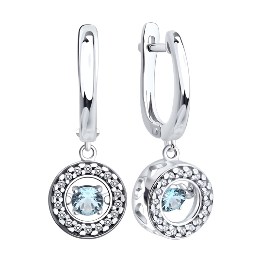 Серьги из серебра с фианитами