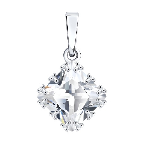 Подвеска-буква из серебра с фианитами "А"