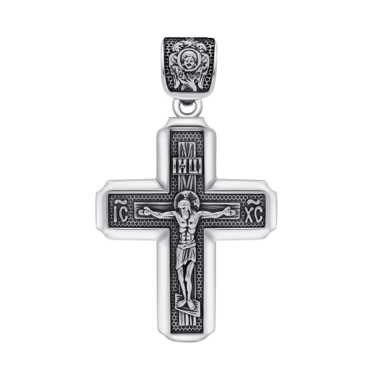 Подвеска-крест из серебра с чернением