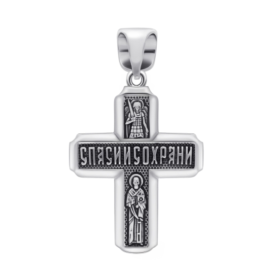 Подвеска-крест из серебра с чернением