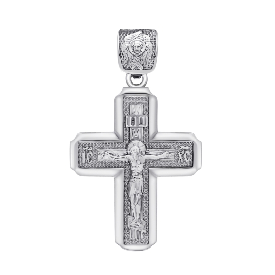 Подвеска-крест из серебра с чернением