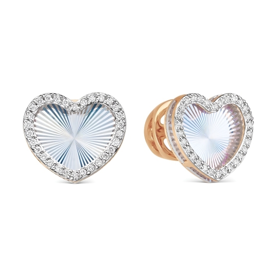 Серьги из золота с алмазной гранью и бриллиантами