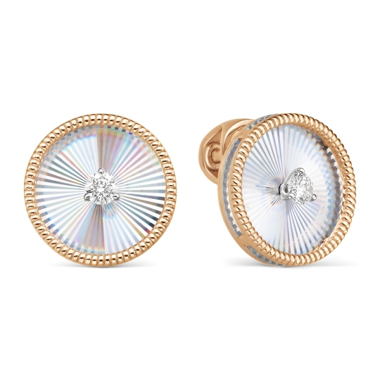 Серьги из золота с алмазной гранью и бриллиантами